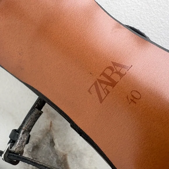 ZARA Black Minimal Ankle Strap Heels | Square Toe Kitten Heel Sandals | Size 40🖤 - Picture 12 of 15